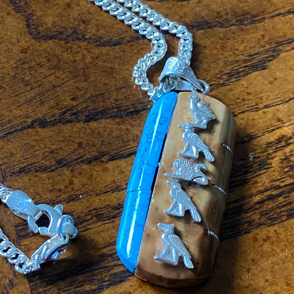 Silver turquoise/Ivory Pendant